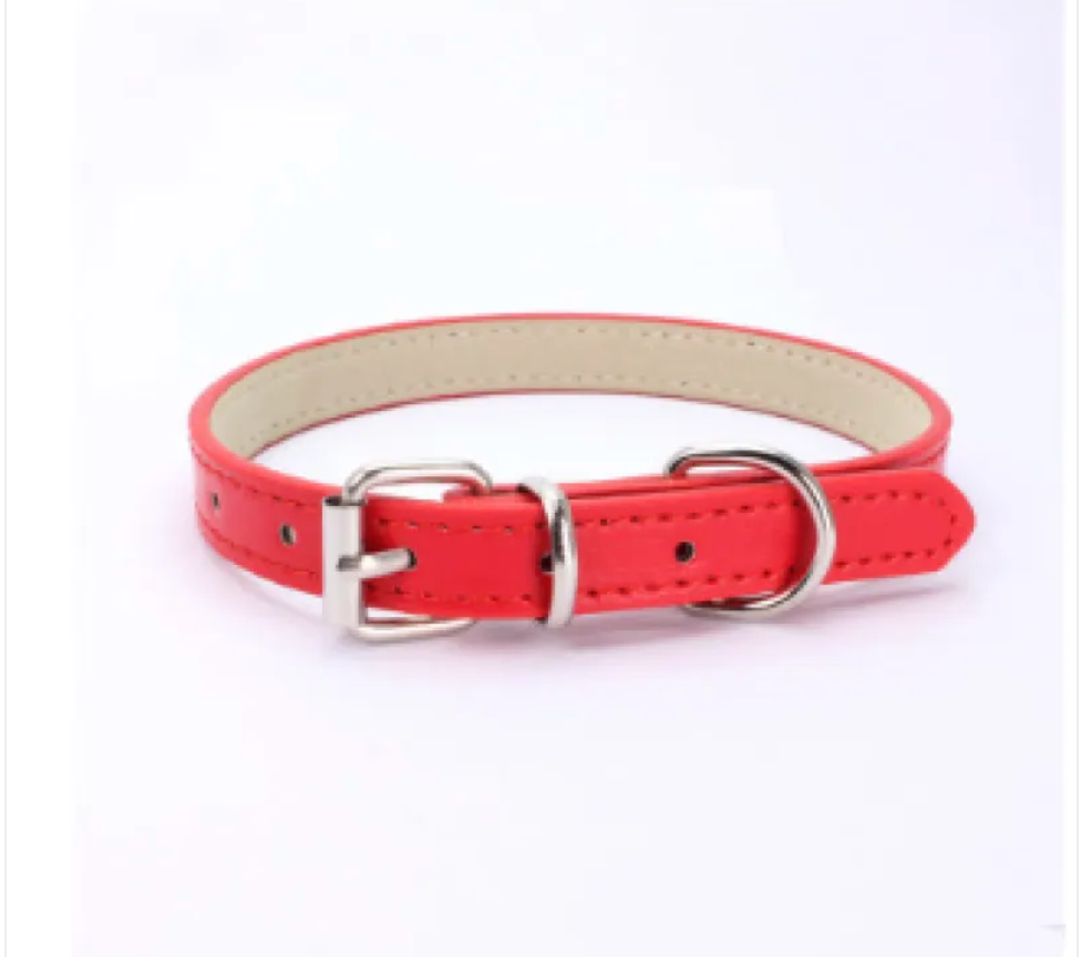Adjustable Chain Dog Collar — PU Leather & Alloy Buckle