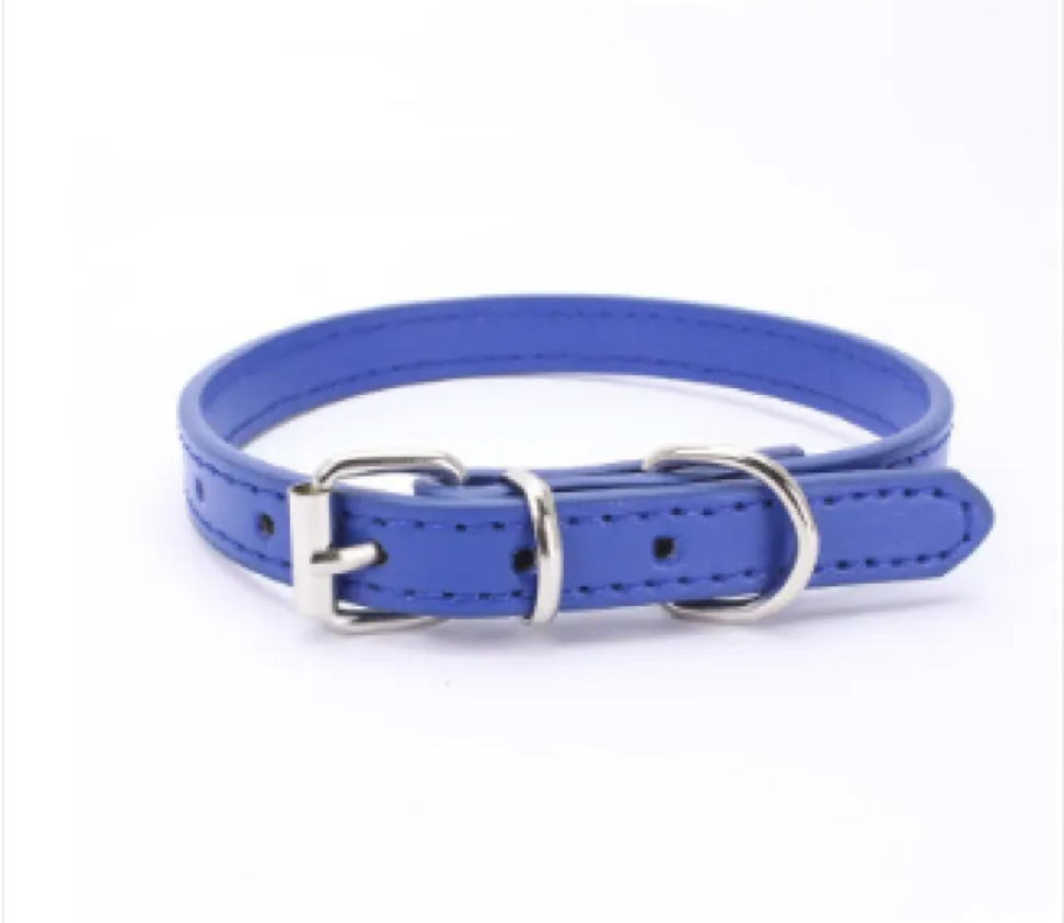Adjustable Chain Dog Collar — PU Leather & Alloy Buckle
