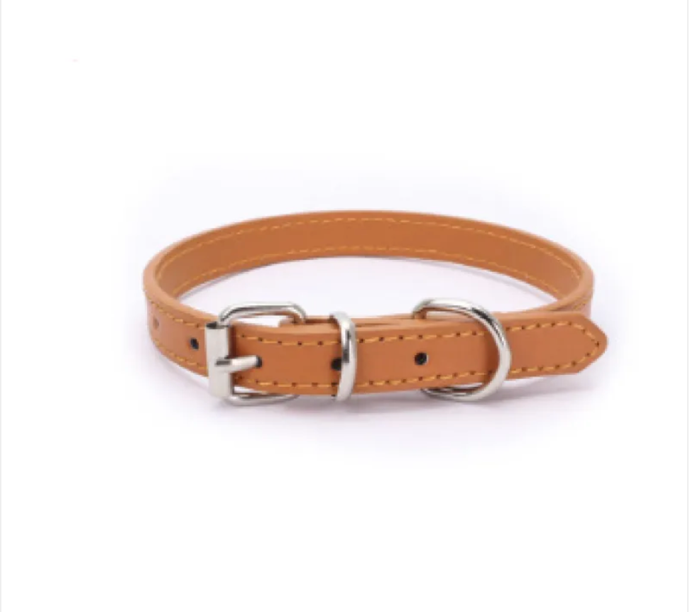 Adjustable Chain Dog Collar — PU Leather & Alloy Buckle