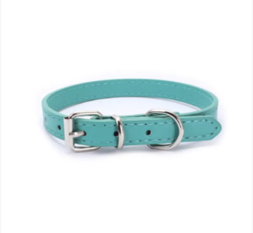 Adjustable Chain Dog Collar — PU Leather & Alloy Buckle