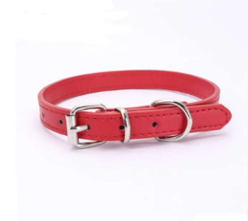 Adjustable Chain Dog Collar — PU Leather & Alloy Buckle