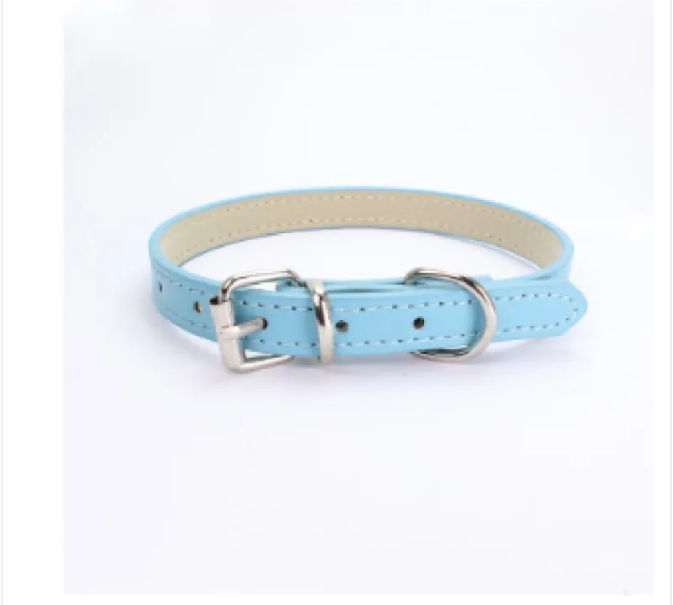 Adjustable Chain Dog Collar — PU Leather & Alloy Buckle