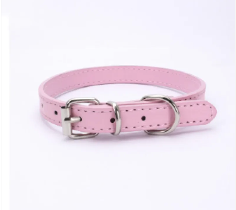 Adjustable Chain Dog Collar — PU Leather & Alloy Buckle
