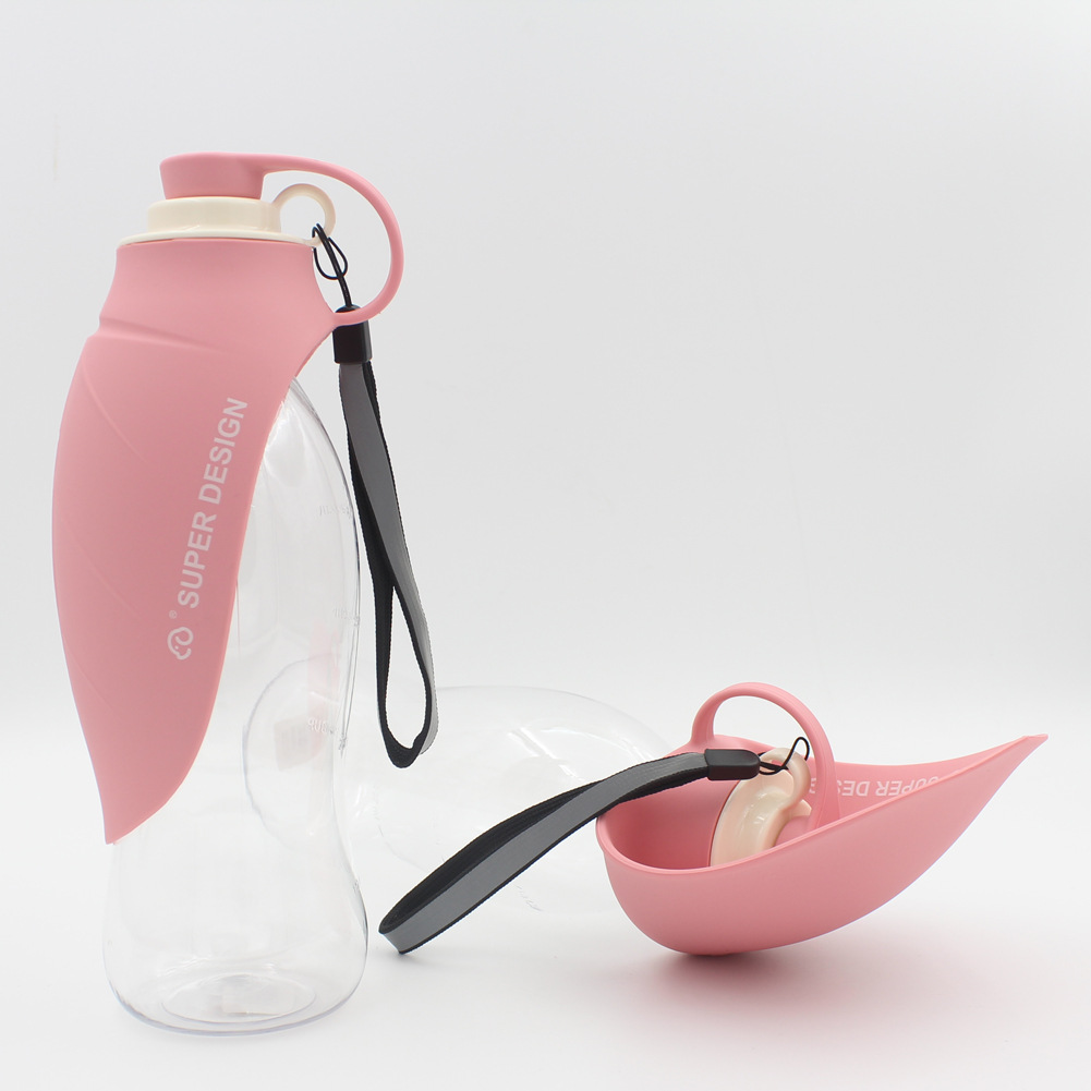 Portable pet water bottle one-handed use