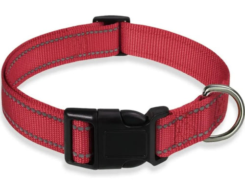Chest strap dog collar reflective stitching detail