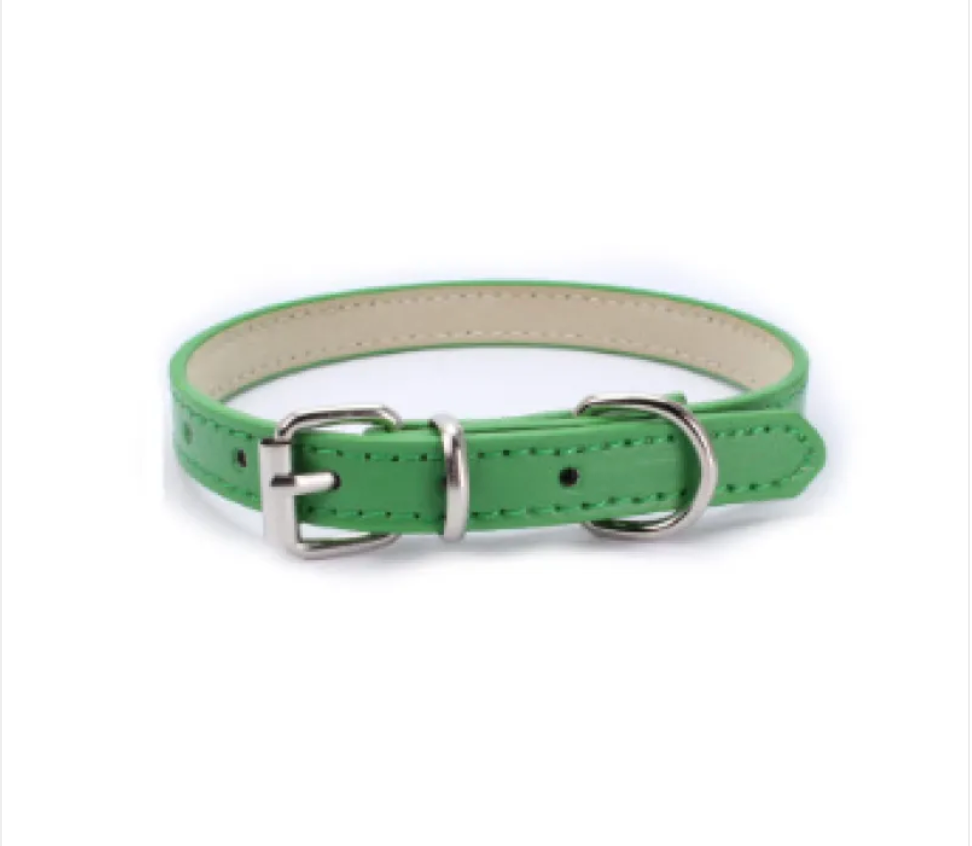 Adjustable Chain Dog Collar — PU Leather & Alloy Buckle
