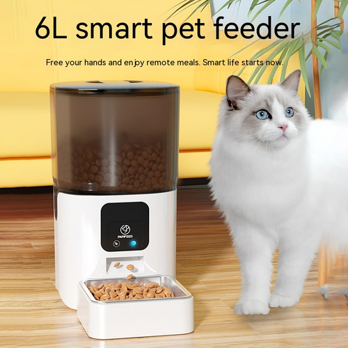 Smart pet feeder app scheduling screen showing meal portions