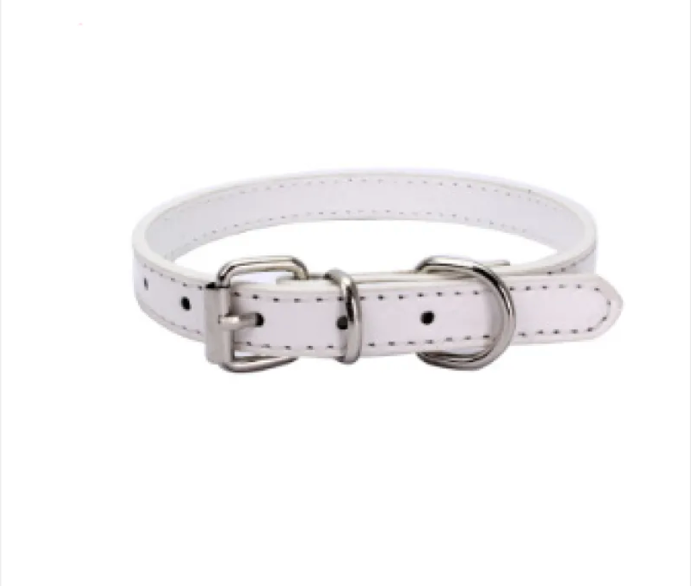 Adjustable Chain Dog Collar — PU Leather & Alloy Buckle