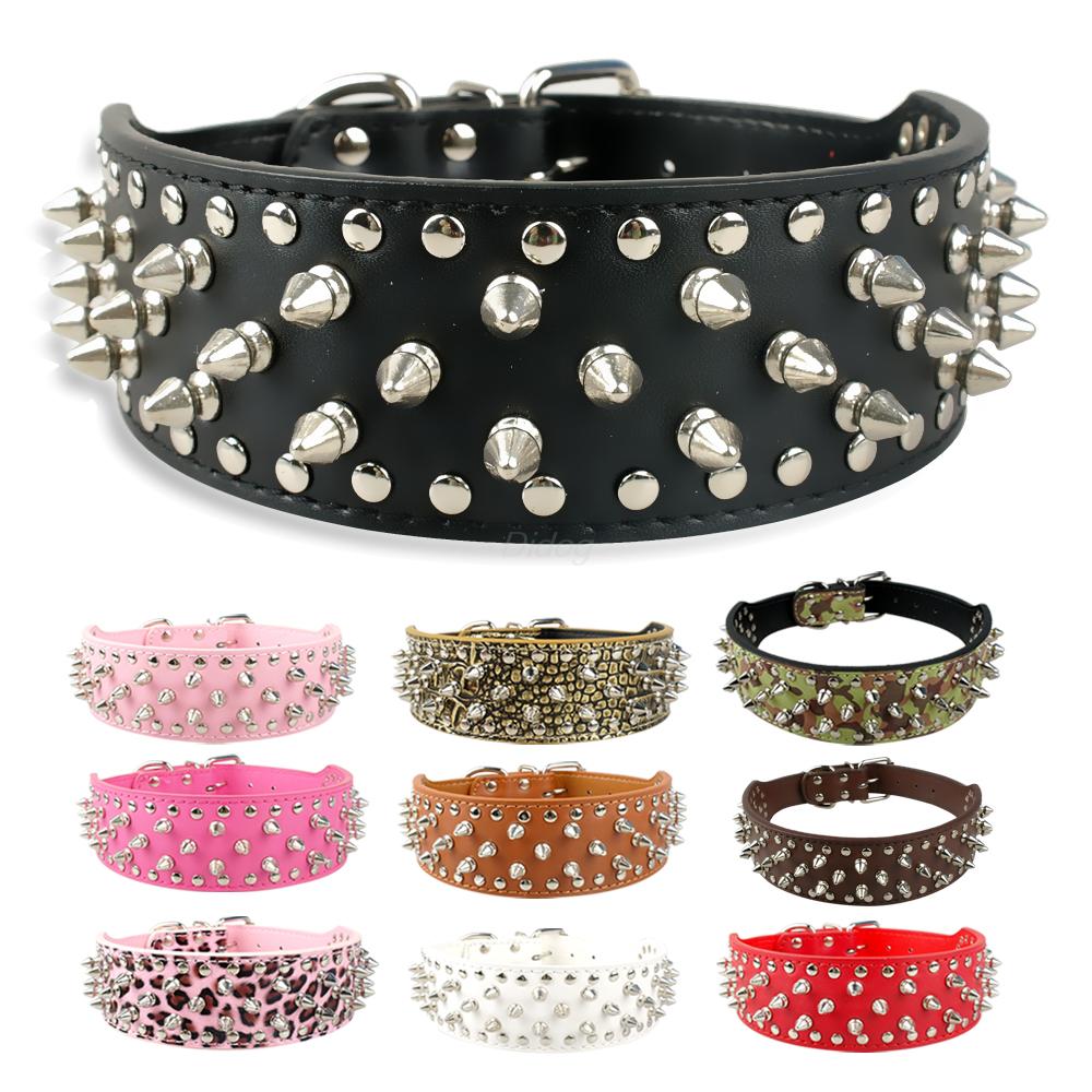 Rivet dog collar pink and rose red options