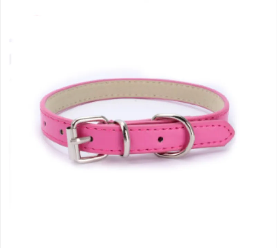 Adjustable Chain Dog Collar — PU Leather & Alloy Buckle