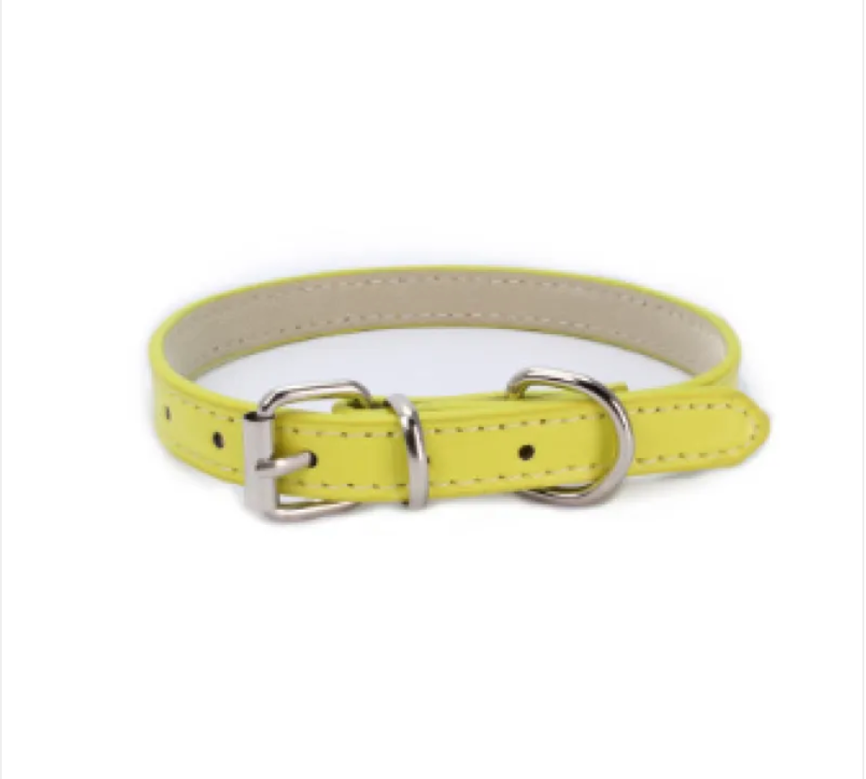 Adjustable Chain Dog Collar — PU Leather & Alloy Buckle