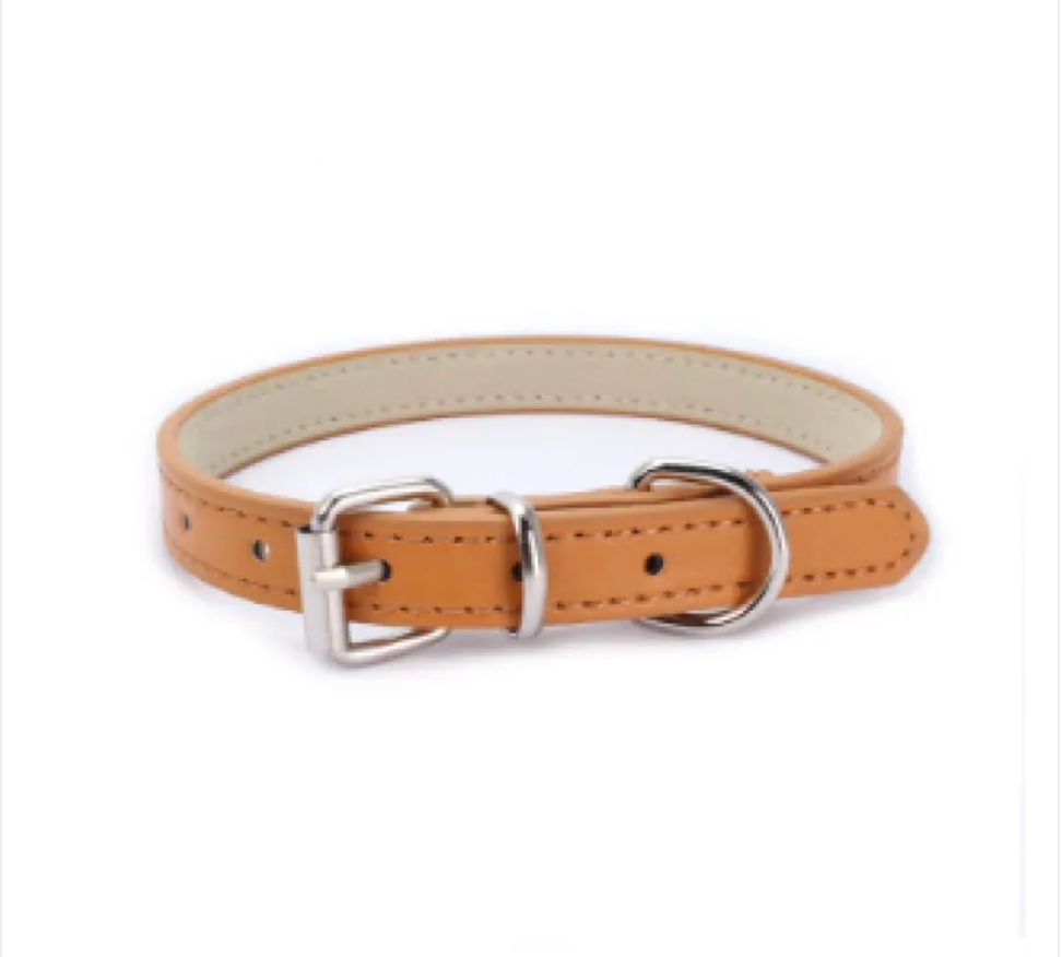 Adjustable Chain Dog Collar — PU Leather & Alloy Buckle