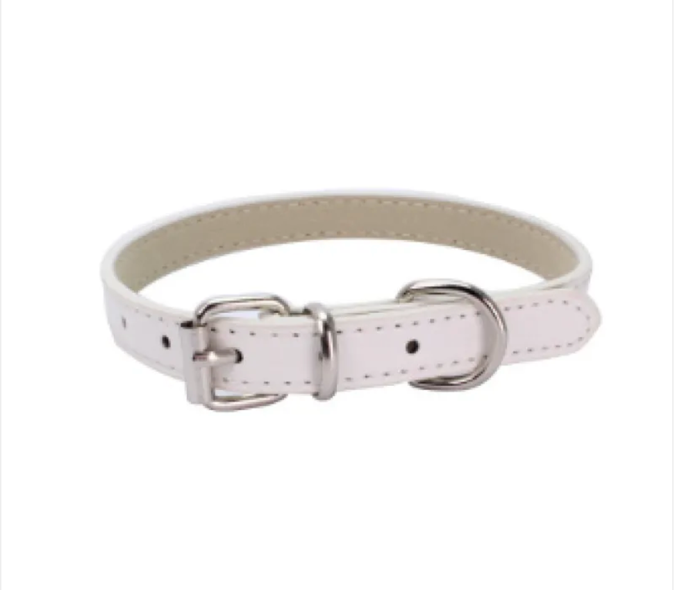 Adjustable Chain Dog Collar — PU Leather & Alloy Buckle