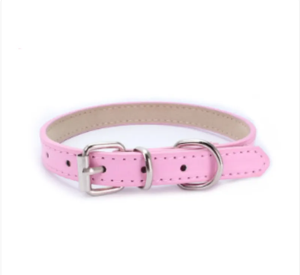 Adjustable Chain Dog Collar — PU Leather & Alloy Buckle