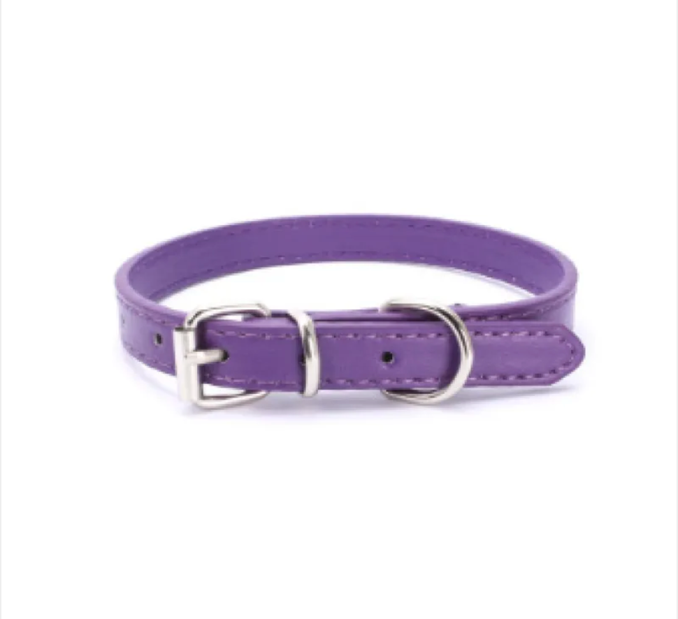 Adjustable Chain Dog Collar — PU Leather & Alloy Buckle