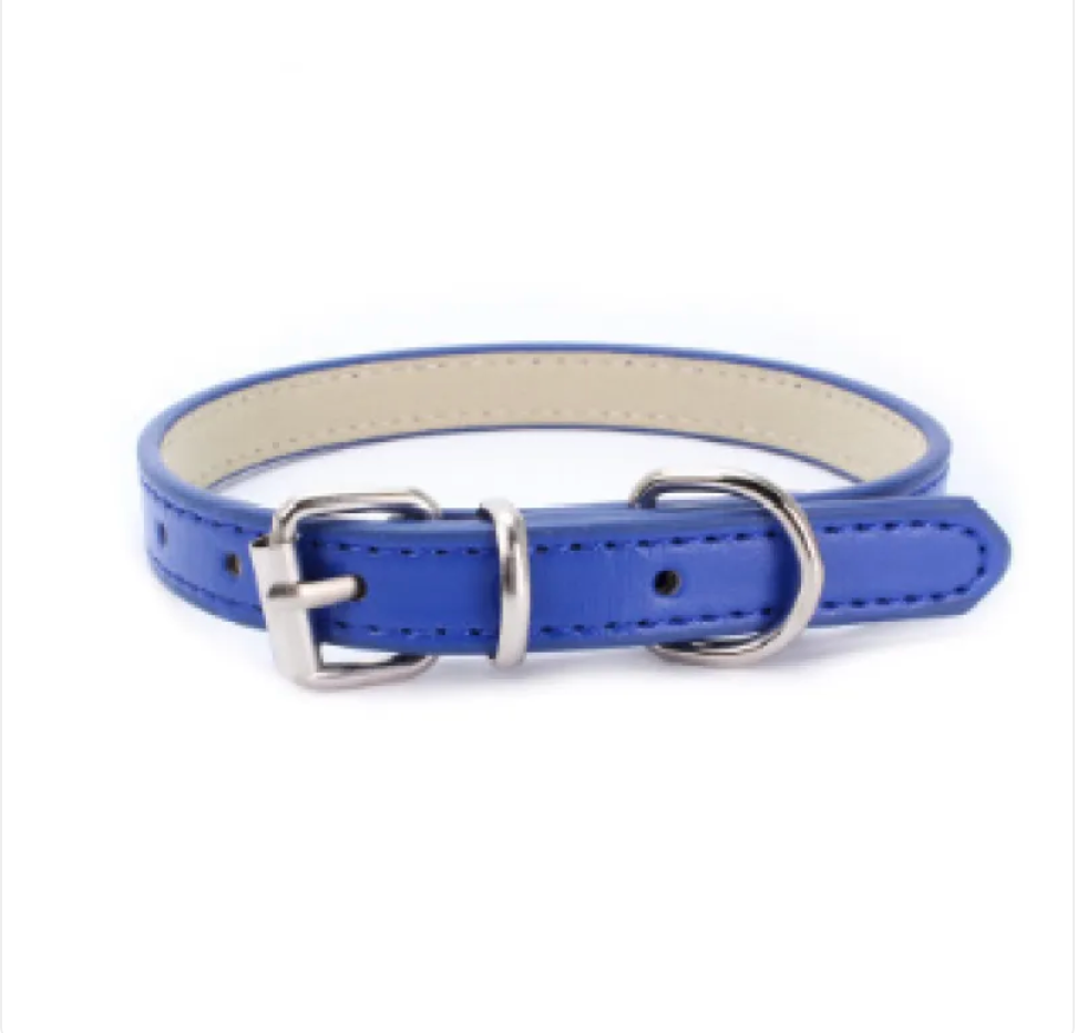 Adjustable Chain Dog Collar — PU Leather & Alloy Buckle