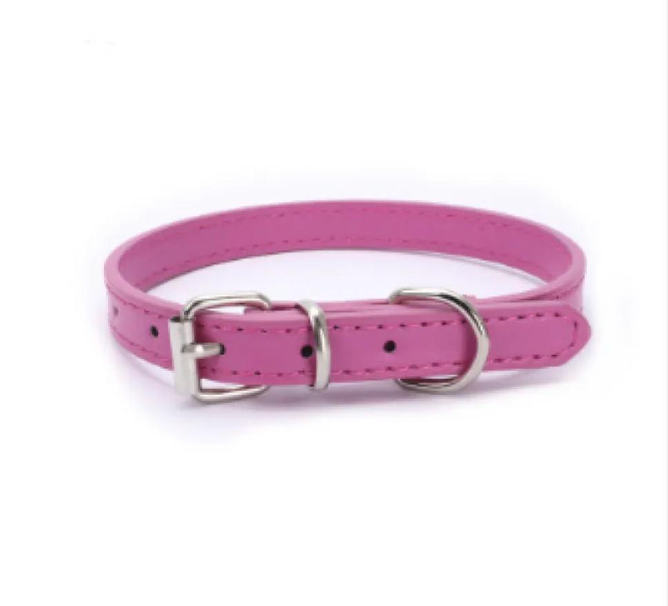 Adjustable Chain Dog Collar — PU Leather & Alloy Buckle
