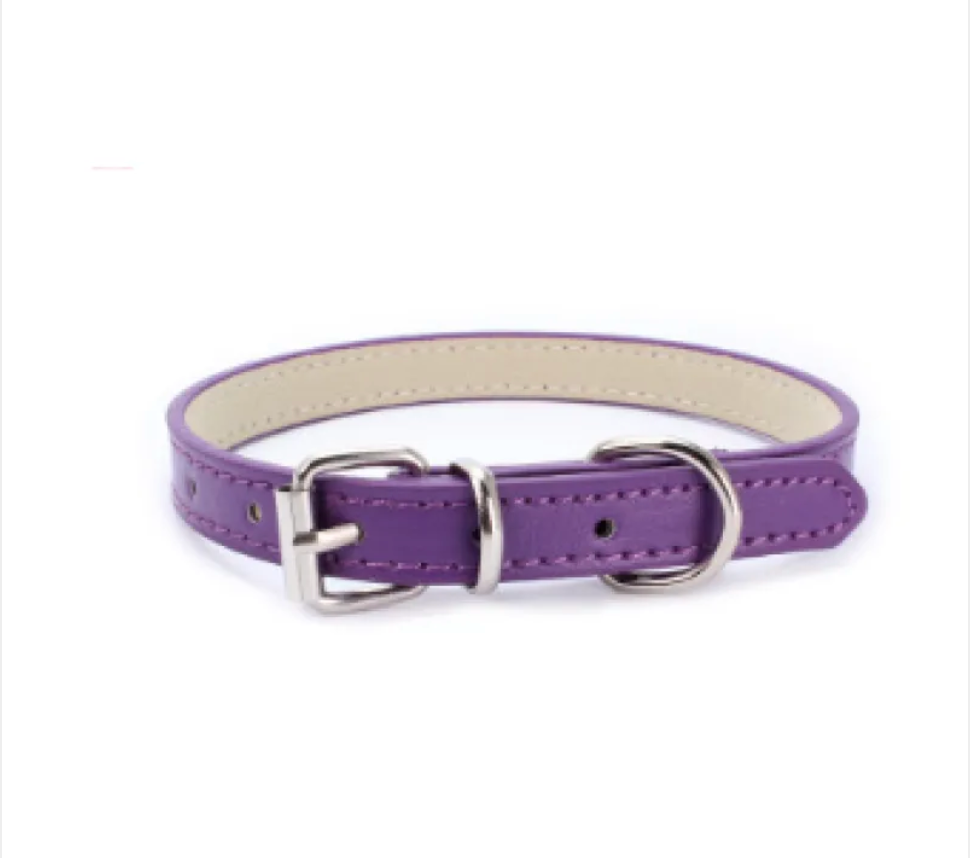 Adjustable Chain Dog Collar — PU Leather & Alloy Buckle